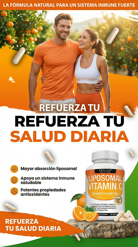 VITAMINA C LIPOSOMAL 2100 MG 90 CAP | ALTA ABSORCIÓN AYUDA A UNA PIEL RADIANTE Y CIRCULACIÓN SALUDABLE DESDE LOS PRIMEROS 7 DÍAS